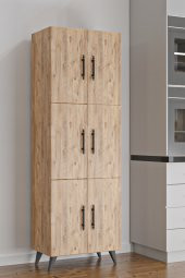 AEKA AE-3010 Nehir Atlantik Çam Çok Amaçlı Mutfak Dolabı&Banyo Dolabı,Kiler Dolabı, 6 Kapaklı, 6 Raflı - 4