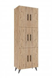 AEKA AE-3010 Nehir Atlantik Çam Çok Amaçlı Mutfak Dolabı & Banyo Dolabı, Kiler Dolabı, 6 Kapaklı,6 Raflı - 4