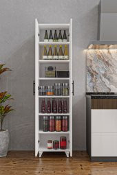AEKA AE-3085 SELEN ÇOK AMAÇLI DOLAP 7 Raflı, 2 Kapaklı Mutfak Dolabı Kiler Dolabı Banyo Dolabı Beyaz - 2
