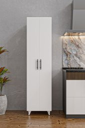 AEKA AE-3085 SELEN ÇOK AMAÇLI DOLAP 7 Raflı, 2 Kapaklı Mutfak Dolabı Kiler Dolabı Banyo Dolabı Beyaz - 4