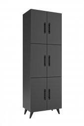 AEKA AE-3010 Nehir Antrasit Gri Çok Amaçlı Mutfak Dolabı & Banyo Dolabı, Kiler Dolabı, 6 Kapaklı,6 Raflı - 4