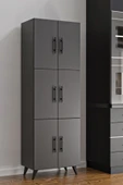 AEKA AE-3010 Nehir Antrasit Gri Çok Amaçlı Mutfak Dolabı&Banyo Dolabı,Kiler Dolabı, 6 Kapaklı, 6 Raflı - 1
