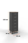 AEKA Ae-3038 Belinda 6 Çekmeceli Şifonyer Antrasit Gri Komodin - 3