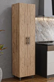 AEKA AE-3085 SELEN ÇOK AMAÇLI DOLAP 7 Raflı, 2 Kapaklı Mutfak Dolabı Kiler Dolabı Banyo Dolabı Çam - 1
