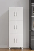 AEKA AE-3010 Nehir Beyaz Çok Amaçlı Mutfak Dolabı&Banyo Dolabı,Kiler Dolabı, 6 Kapaklı, 6 Raflı - 7