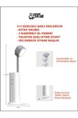 3+1 Şarjlı Kitap Okuma Lambası , Fener 3 Kademeli ,Acil durum Powerbank ve Telefon Tutucu Lamba - 2