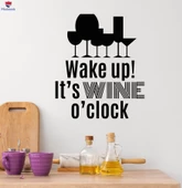 Dekoratif Duvar Sticker Onun Şarap Oclock Mutfak Alıntı Şarap Içecek Çıkartmaları - 1