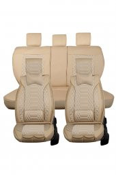 Ford Escort Uyumlu Lüks Deri Oto Koltuk Kılıfı Tam Takım Set Mars Bej thumbnail 2