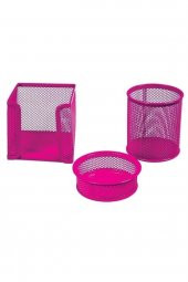 1000 File Set Tel Masaüstü (Kalemlik-ataş-kağıtlık) Pembe - 1