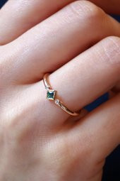 0.02 Karat Pırlanta, 0.09 Multi Safir Minimal Yüzük - 1