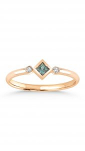 0.02 Karat Pırlanta, 0.09 Multi Safir Minimal Yüzük - 5