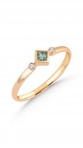 0.02 Karat Pırlanta, 0.09 Multi Safir Minimal Yüzük - 6