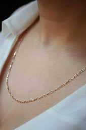 14 Ayar Altın İnce Ataç Zincir Kolye thumbnail 3