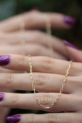 14 Ayar Altın İnce Ataç Zincir Kolye thumbnail 6