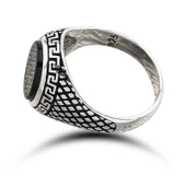 ​Gümüş Oniks Taşlı Desenli Erkek Yüzük thumbnail 2