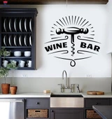 Dekoratif Duvar Sticker Bar Restoran Şarap Tirbuşon Şişe Açacağı Çıkartmaları - 1