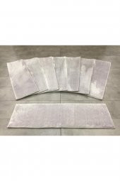 Comfort Gri (5 Adet) Merdiven Halısı Pufidik Peluş Kaymaz Deri Tabanlı Basamak Paspası - 2