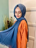 Arwella %100 Pamuk Dubai Şal 00606  KOT MAVİ thumbnail 2
