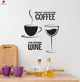 Dekoratif Duvar Sticker Kahve Şarap Alıntı Restoran Mutfak Yemek Odası Çıkartmaları - 1