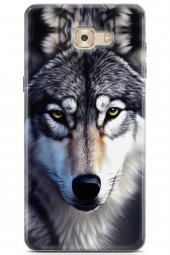 Samsung Galaxy C9 Pro Uyumlu Kılıf Dogs 07 Kurt Yüz Desenli Kılıf Gri - 1