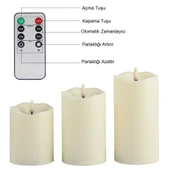 TriLine Alevsiz Titreyen LED Mum Büyük Boy 3lü Set Kumandalı - 2