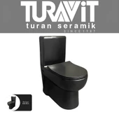 Turavit Omega Duvara Sıfır Klozet , Turavit Yavaş Kapak (Siyah) - 1