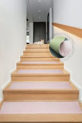 Comfort Pudra (5 Adet) Merdiven Halısı Pufidik Peluş Kaymaz Deri Tabanlı Basamak Paspası - 1