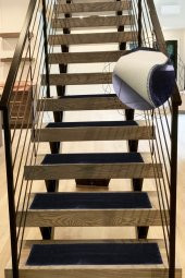 Comfort Siyah (1 ADET) Pufidik Peluş Merdiven Halısı Kaymaz Deri Tabanlı Basamak Paspası - 1