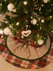 Yılbaşı Çam Ağacı Örtüsü Gnome ve geyikleri Christmas partisi - 3