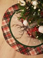 Yılbaşı Çam Ağacı Örtüsü Gnome ve geyikleri Christmas partisi - 5