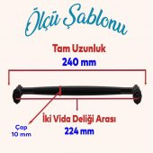 Sütun Mobilya Mutfak Dolabı Çekmece Dolap Kapak Kulpu Düz Metal Kulpları Kulbu Kulpu 224 Mm Siyah - 2