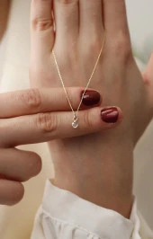 14 Ayar Altın Tektaş Kolye thumbnail 4