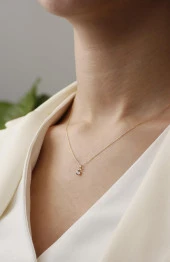 14 Ayar Altın Tektaş Kolye thumbnail 3