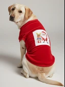 Santa and Friend Rudolph Orta ve Büyük Irk Köpek Tişörtü Yılbaşı Noel thumbnail 9