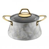 BRİONİ MARBLE 24 CM BEYAZ DERİN TENCERE - 1