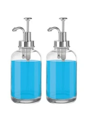 Digithome 2’li Cam Sıvı Sabun ve Losyon Etiketli Gümüş Tıpalı Deterjan Şişesi Sabunluk 500 Ml - 2012014-S C1-1-289 thumbnail 2