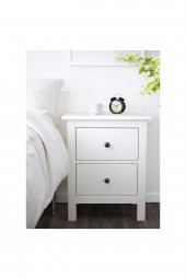 Komodin-Şifonyer HEMNES MeridyenDukkan Beyaz Vernik, 54x66 cm 2 Çekmeceli - 1