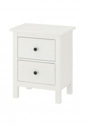 Komodin-Şifonyer HEMNES MeridyenDukkan Beyaz Vernik, 54x66 cm 2 Çekmeceli - 5