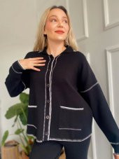 Kadın Çoban Dikişli Hırka-Pantolon Takım Siyah-Ekru - 6