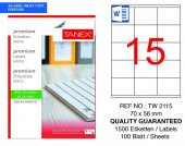 Tanex TW-2115 70x56 mm Laser Etiket 100 adet - 1