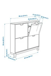 Ayakkabı Dolabı, STALL Beyaz Renk MeridyenDukkan 96x17x90 Cm, 4 Bölmeli Ayakkabılık thumbnail 4