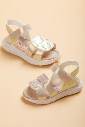 Şirinbebe Şiringenç Kare Baretli Sedef Kız Bebek Çocuk Sandalet - 1