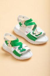 Şirinbebe Şiringenç Kelebek Model Yeşil Kız Bebek Çocuk Sandalet - 1