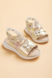 Şirinbebe Şiringenç Kelebek Model Gold Kız Bebek Çocuk Sandalet - 1