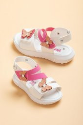 Şirinbebe Şiringenç Kelebek Model Fuşya Kız Bebek Çocuk Sandalet - 1