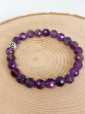 Ametist Taşı Koyu Renk Faset Kesim 8mm Bileklik (39700-tek) thumbnail 2