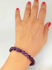 Ametist Taşı Koyu Renk Faset Kesim 8mm Bileklik (39700-tek) thumbnail 6