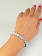 Akuamarin Taşı Faset Kesim 8mm Unisex Bileklik (42520-tek) thumbnail 5