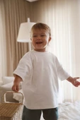 Bisiklet Yaka Nakışlı Oversize T-shirt Bebek Çocuk - 1