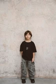 Bisiklet Yaka Nakışlı Oversize T-shirt Bebek Çocuk - 3